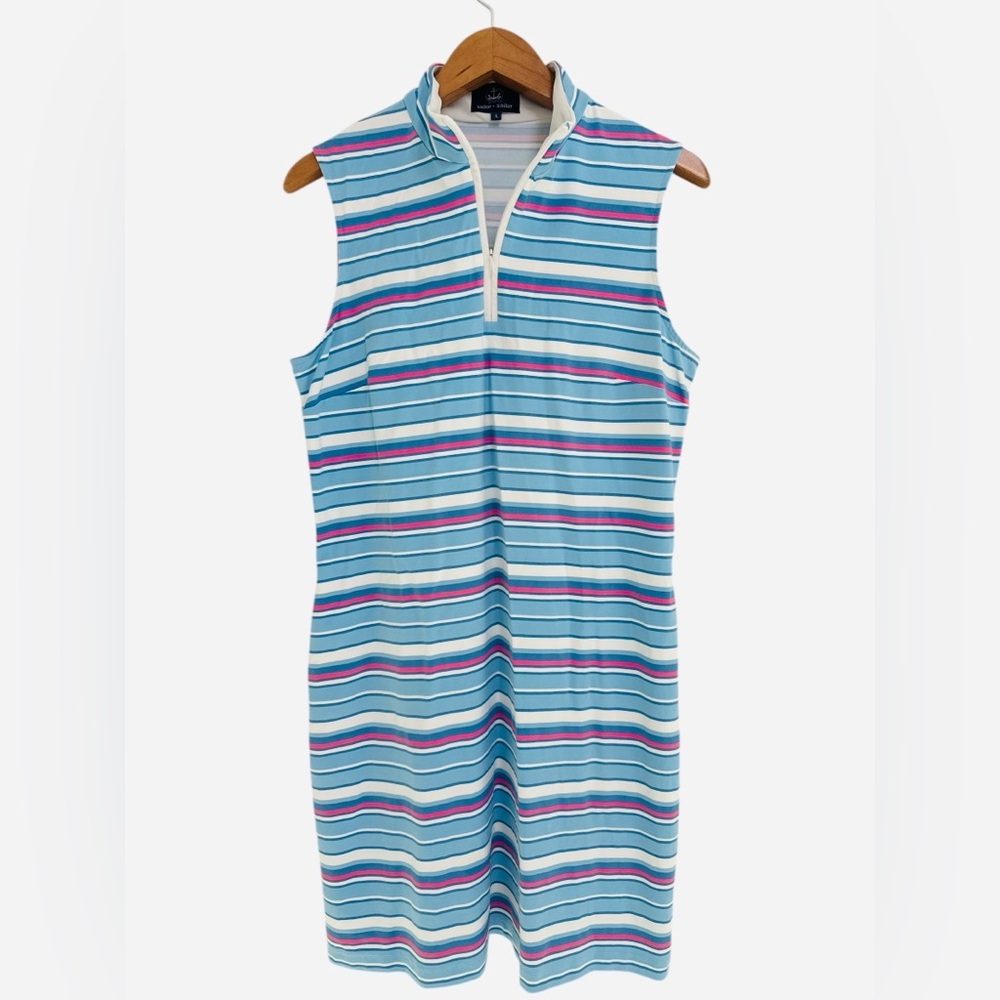 Sailor Sailor Striped Sleeveless 1/4 Zip Dress Size Large